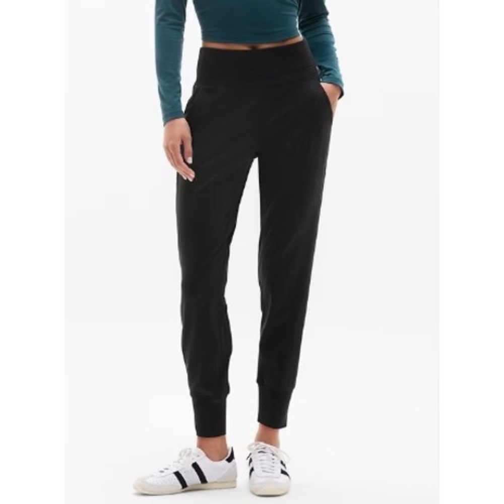 Athleta Venice High Rise Jogger Pants Black Pockets Activewear Size Small Petite